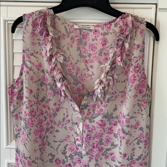 Tops - SUMMER FLORAL LILAC PINK & GREY TOP